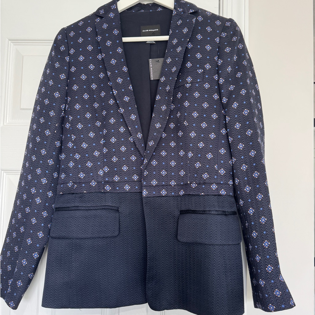 Club Monaco Dark Blue Patterned Blazer